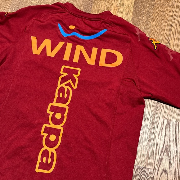 Vintage Y2K Kappa AS Roma Burgundy Red Training Soccer Jersey Mens XS - Picture 9 of 13
